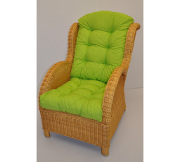 Ratanové kreslo Ušný medový vankúš svetlozelené odlesky