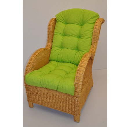 Ratanové kreslo Ušný medový vankúš svetlozelené odlesky