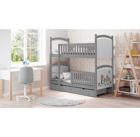 Poschodová posteľ s tabuľou na vymazávanie za sucha Amely 90x190 Certifikát