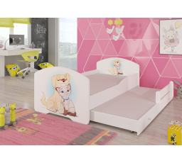 Manželská posteľ s matracom PEPE II DOG AND CAT 160x80 White