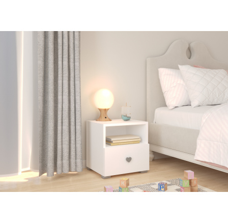 Nočný stolík so zásuvkou EMI White Handle 2 Nočný stolík so zásuvkou EMI White Handle 2