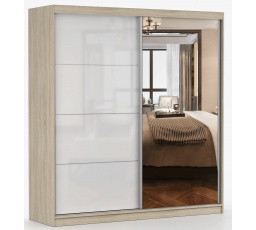 Šatní skriňa MULTI 35 - 203 cm, Dub Sonoma/Biely Lesk