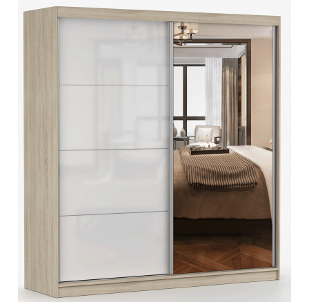 Šatní skriňa MULTI 35 - 203 cm, Dub Sonoma/Biely Lesk