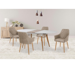 Jedálenský stôl CALIBER, biely/dub san remo