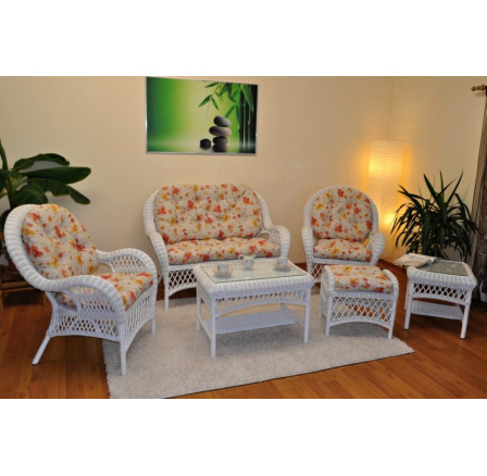 Ratanová sedacia súprava Florida - vankúše s motívom kvetín