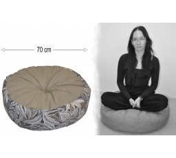 Vankúš sedací priemer 70 cm - listy na tmavej