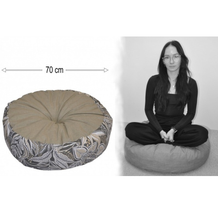 Vankúš sedací priemer 70 cm - listy na tmavej Vankúš sedací priemer 70 cm - listy na tmavej
