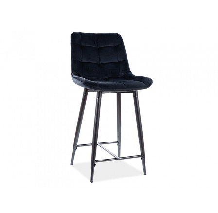 CHIC H-2 Zamatová barová stolička, čierna/čierna Bluvel 19