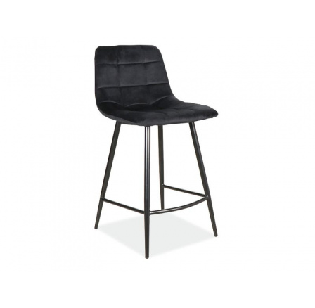 Barová stolička MILA H-2 Velvet, čierna Bluvel 19/čierna matná
