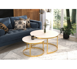 Konferenčný stolík 2v1 OKIN Zlatý+Biely