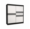 Šatníková skriňa s posuvnými dverami s lacobelom BATIA 200 Čierna+Biela
