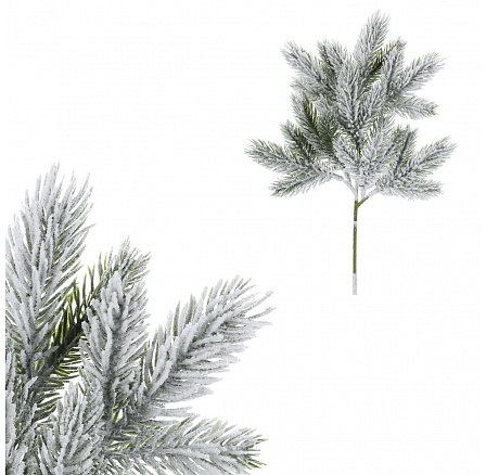 Smrk - umělá větev, délka 38 cm, zasněžená