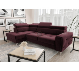 Rohová sedacia súprava s funkciou spania ORION 165x255 - bordová, ľavá