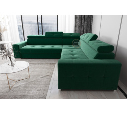 Rohová sedacia súprava s funkciou spania MARGO MAX 270x270 - Ľavá strana, zelená