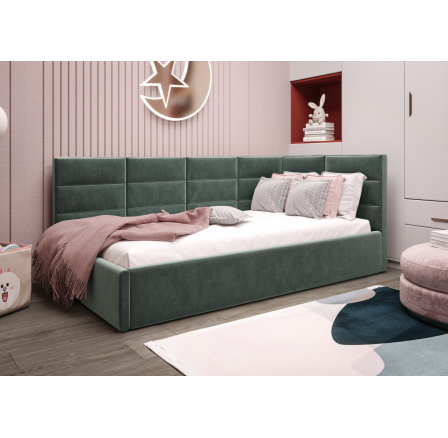 Posteľ ZAZU - tyrkysová - T72, Pravá strana