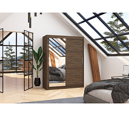 Posuvná skriňa so zrkadlom BIANCO 150 Choco+Choco