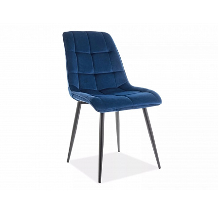 Jedálenská stolička CHIC VELVET, modrá Bluvel 86/čierna