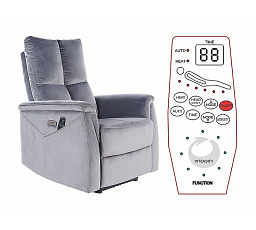 Polohovateľné kreslo NEPTUN M Velvet s masážnou funkciou, šedý Bluvel 14