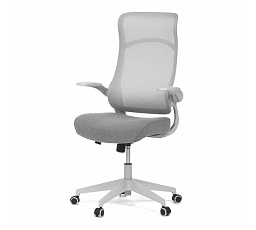 Kancelárske kreslo, hojdací mech., sivá MESH, plast. kríž