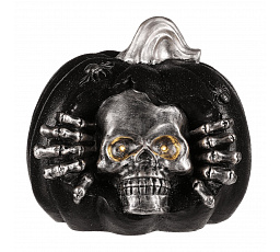 Dýně s lebkou - Halloween, magnesium, LED osvětlení
