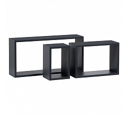 Nástenná polica, sada 3 kusov, MDF, matná sivá, balená v ochrannej fólii