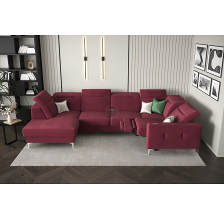 Rohová sedacia súprava MALIBU MAX II s funkciou spania a relaxácie 180x350x182 cm - voliteľný odtieň - pravá strana