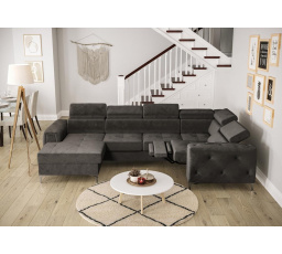 Rohová sedacia súprava ORION MAX III, relax s funkciou spania 165x320x190 cm - sivá, pravá