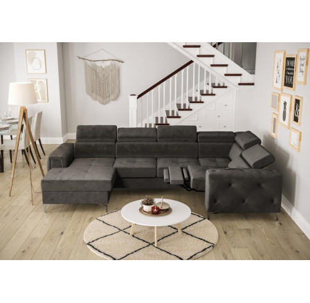 Rohová sedacia súprava ORION MAX III, relax s funkciou spania 165x320x190 cm - sivá, pravá Rohová sedacia súprava ORION MAX III, relax s funkciou spania 165x320x190 cm - sivá, pravá