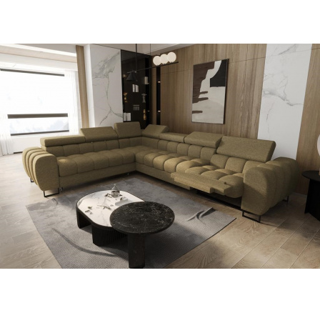 Rohová sedacia súprava ASPEN MAX, relax priemer 30x260 cm - Olivová, ľavá