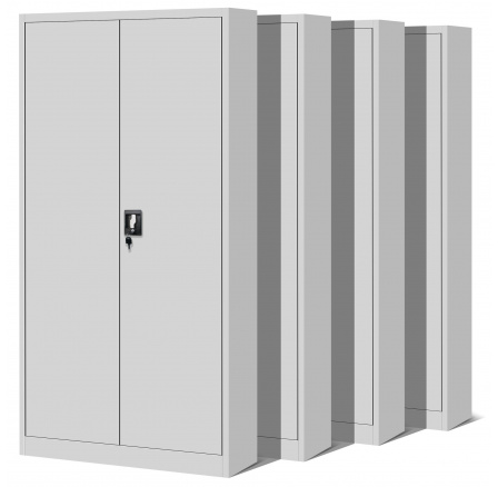 Sada 4x kancelárska kovová skriňa na dokumenty JAN, 900 x 1850 x 400 mm, sivá