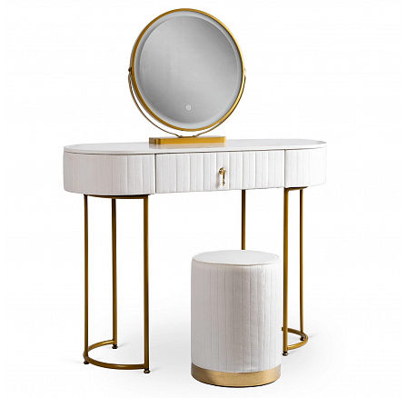Toaletný stolík SARAH Biela/Zlatá