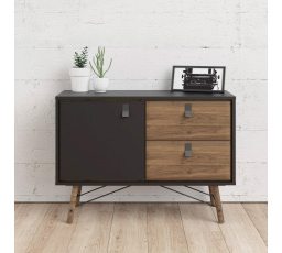 Komoda RAIN 1d2s, Čierny mat/Orech