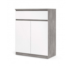 Komoda SIMPLICITY 234, Betón/ Biely lesk