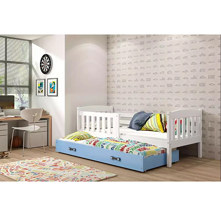 Posteľ s prístelkou Kuba II 90x200 biela/modrá Posteľ s prístelkou Kuba II 90x200 biela/modrá
