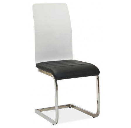 H 791 jedálenská stolička eko čierna/biely lesk/chrómové operadlo ( H791TCB ) (S) (K150-Z)