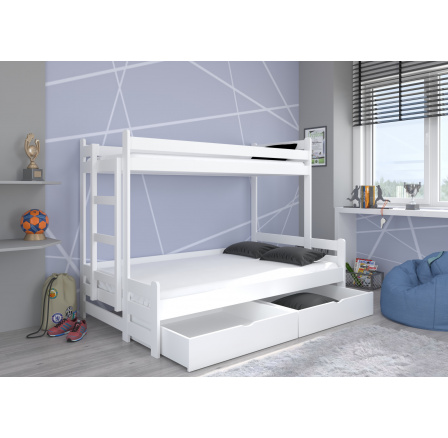 Poschodová posteľ s matracom BENITO 200x90 biela