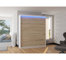Posuvná skriňa s LED osvetlením SPECTRA 180 Biela+Sonoma