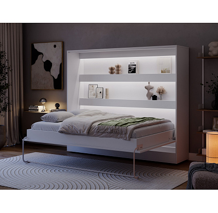 Devesto Horizontálna Sklápacia Posteľ 140 Biela LED Biela 200x140