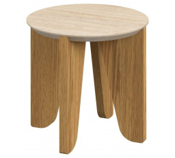 Okrúhly konferenčný stolík Dockland. 50 cm           travertín/dub