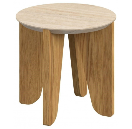 Okrúhly konferenčný stolík Dockland. 50 cm           travertín/dub