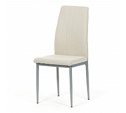 Jedálenská stolička, krémová látka, sivé kovové nohy