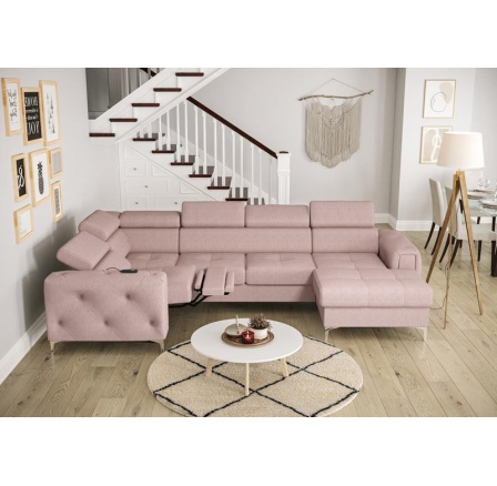 Rohová sedacia súprava ORION MAX III, relax s funkciou spania 165x320x190 cm - ružová, ľavá Rohová sedacia súprava ORION MAX III, relax s funkciou spania 165x320x190 cm - ružová, ľavá