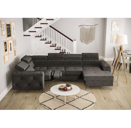 Rohová sedacia súprava ORION MAX III, relax s funkciou spania 165x320x190 cm - sivá, ľavá