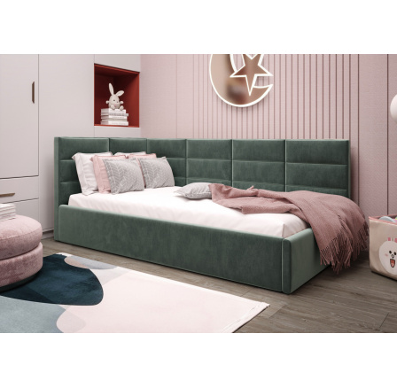 Posteľ ZAZU - tyrkysová - T72, Ľavá strana