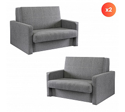 Sada 2x Dvojmiestne Kreslo Na Spanie MILAN 2 Sivé