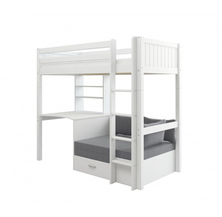 Vysoká posteľ so stolom a rozkl. pohovkou Romantic 462 biela