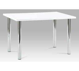 Jedálenský stôl 120x75 cm, chróm / biely vysoký lesk