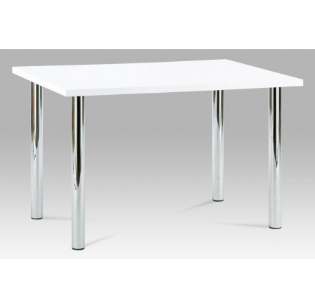 Jedálenský stôl 120x75 cm, chróm / biely vysoký lesk