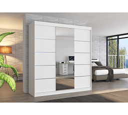 Posuvná skriňa so zrkadlom BERGEN 200 Biela+Biela