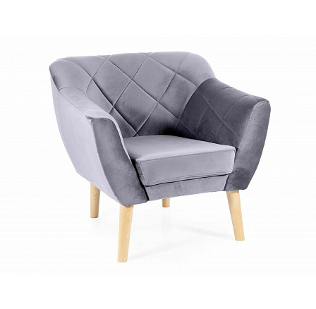 Kreslo KARO 1 VELVET, Sivý Bluvel 14/Buk Kreslo KARO 1 VELVET, Sivý Bluvel 14/Buk
